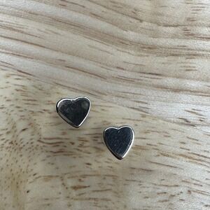 Sterling Silver 925 Small Heart Stud Earrings Polished Minimalist Love Jewelry